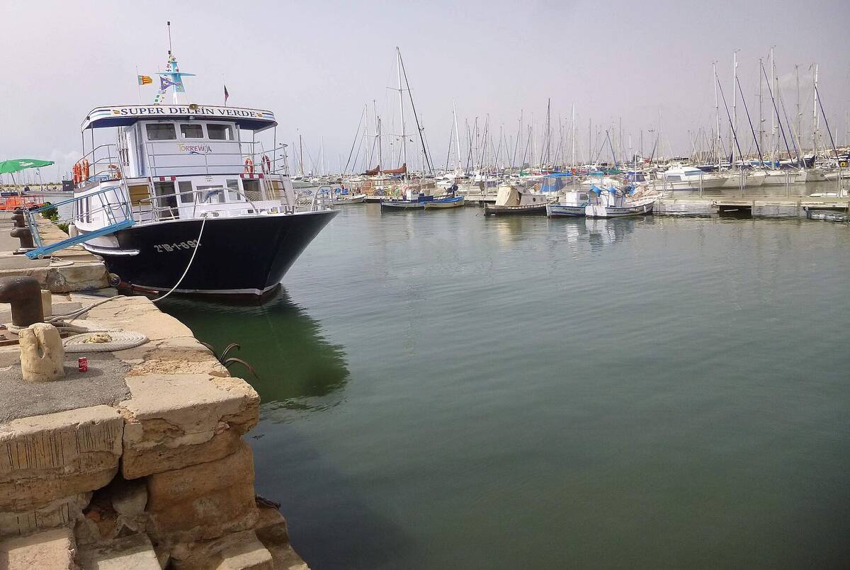Puerto de Torrevieja con las embarcaciones amarradas